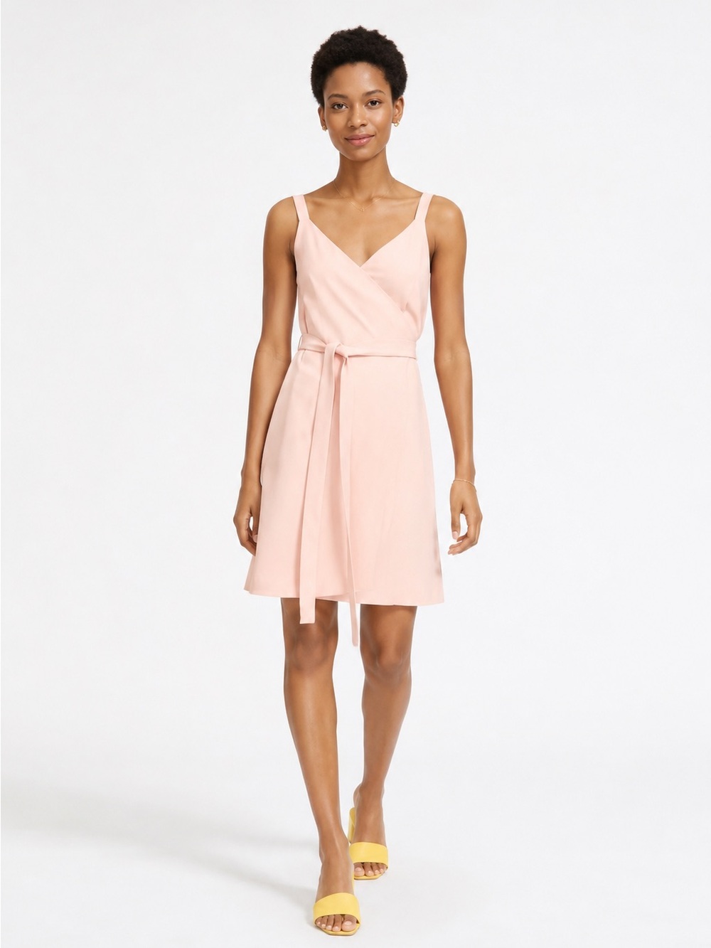 Everlane Blush Pink Wrap Mini Dress Size 2 100% Triacetate Quiet Luxury